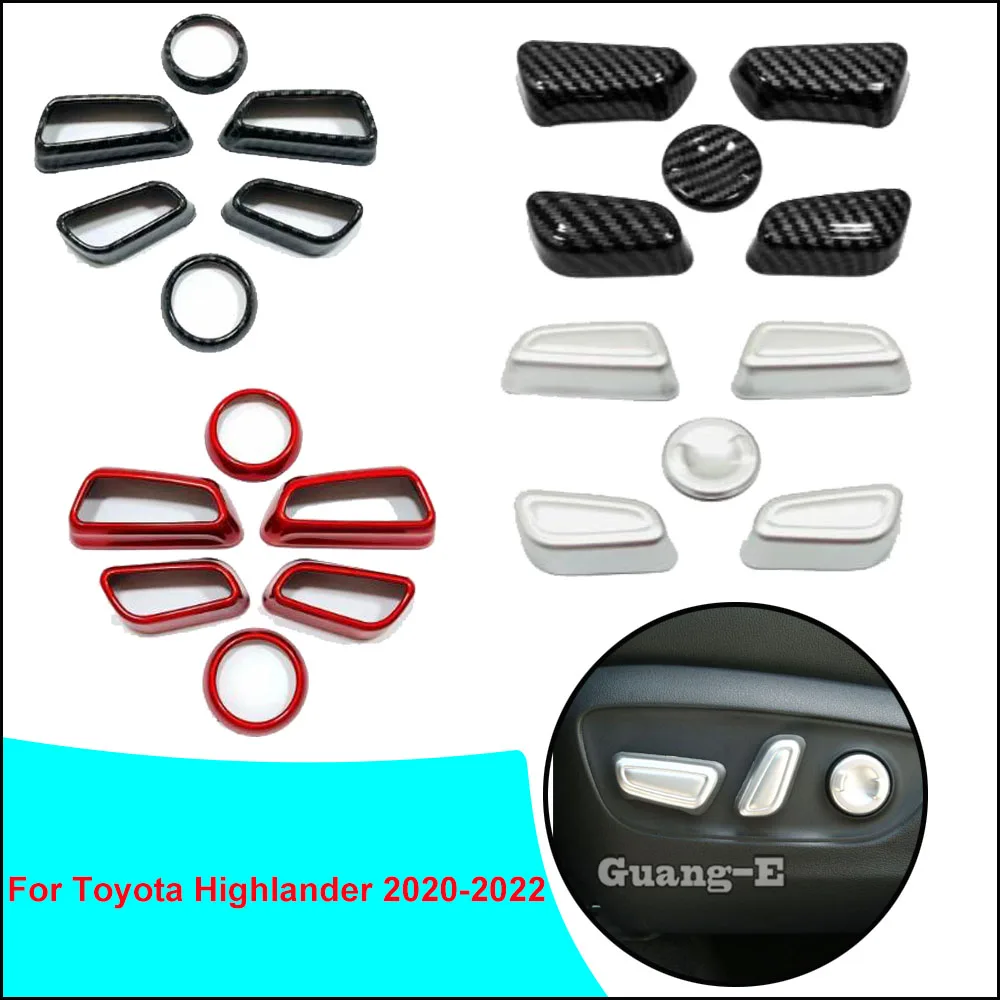

Для Toyota Highlander 2020 2021 2022 автомобильный чехол, рамка, детектор, ABS, ручка регулировки сиденья, кнопка переключения, накладка, детали, 6 шт.