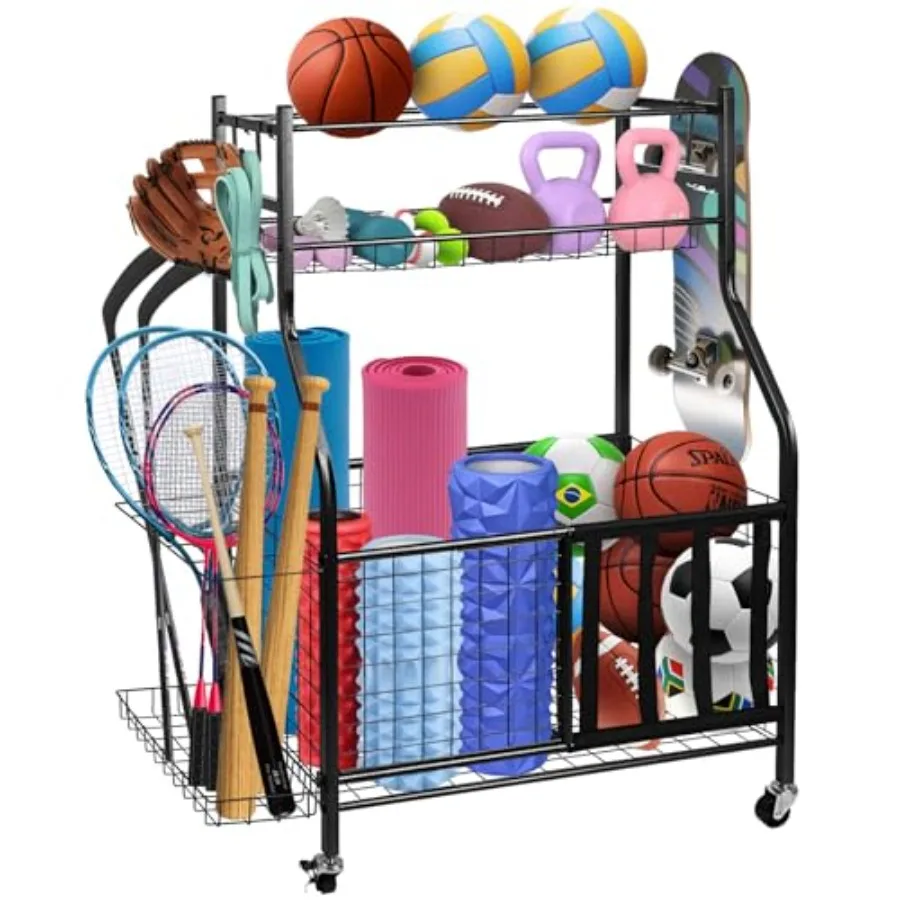 

Gara Sports Equipment Orgazer all Stora Rack Gara Orgazer wit asket and ooks Rolling Sports all Stora Cart for Toy ar Stora 45