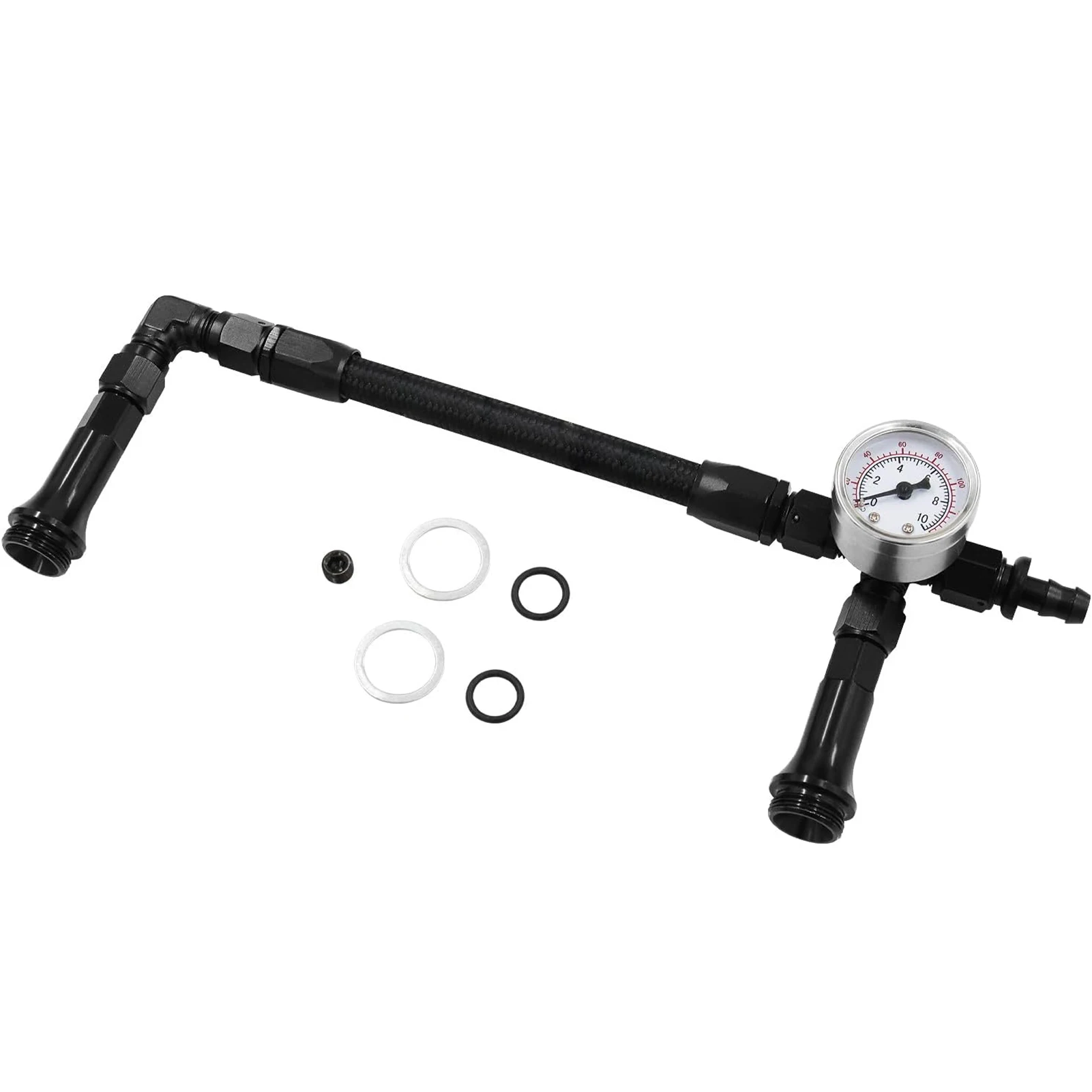 

Braided AN6 Dual Feed Carb Fuel Line Double Pump with Vacuum Pressure Gauge for 4150 Holley Carburetor 7/8''-20 Thread