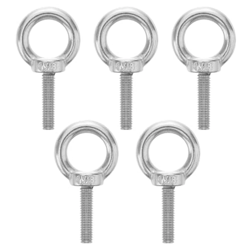 Lifting Shoulder Eyebolts, Mechanical Eyebolt Hooks, M8X30 Shoulder Threaded Eyebolts For Indoor And Outdoor Use Durable ,5 PCS