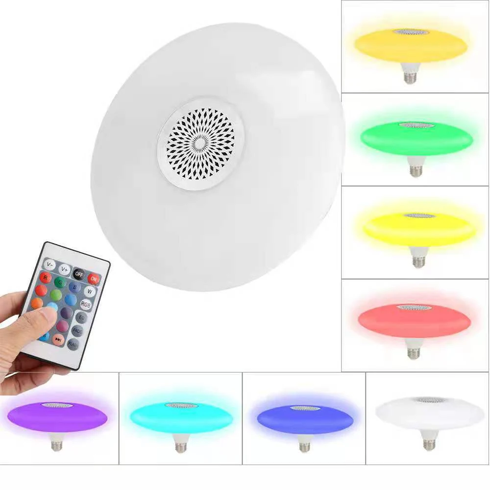 Imagem -02 - Inteligente sem Fio Bluetooth Música Altifalante Bulbo E27 Rgb Mais Branco Regulável Levou Luz de Teto Controle Remoto para Casa 2024