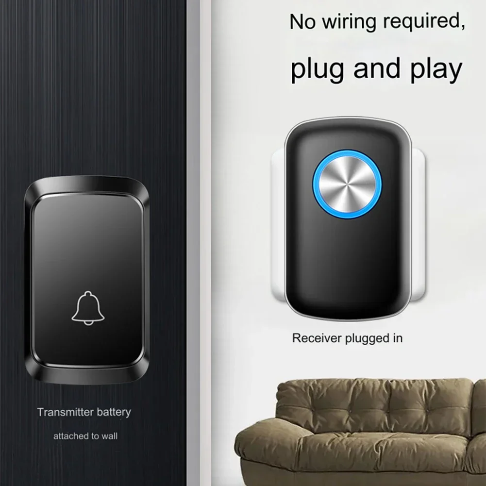 sinos de porta sem fio 1000 pes plug in de longo alcance casa sem fio a prova dagua controle ue eua reino unido dispositivo inteligente de chamada de paciente idoso 01