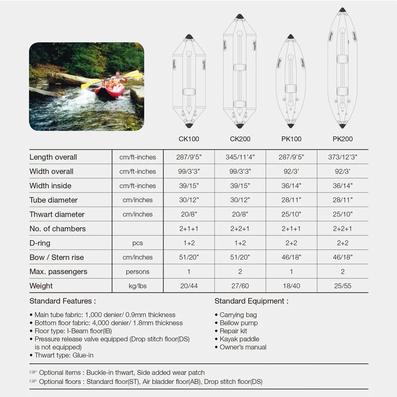 Kayaks inflables con parte inferior de punto de gota OEM de alta calidad a la venta