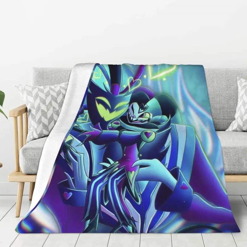 Custom Helluva Boss Black Humor Animated Musical Film Blanket Warm Fleece Soft Flannel Throw Blankets for Bedding Outdoor Autumn