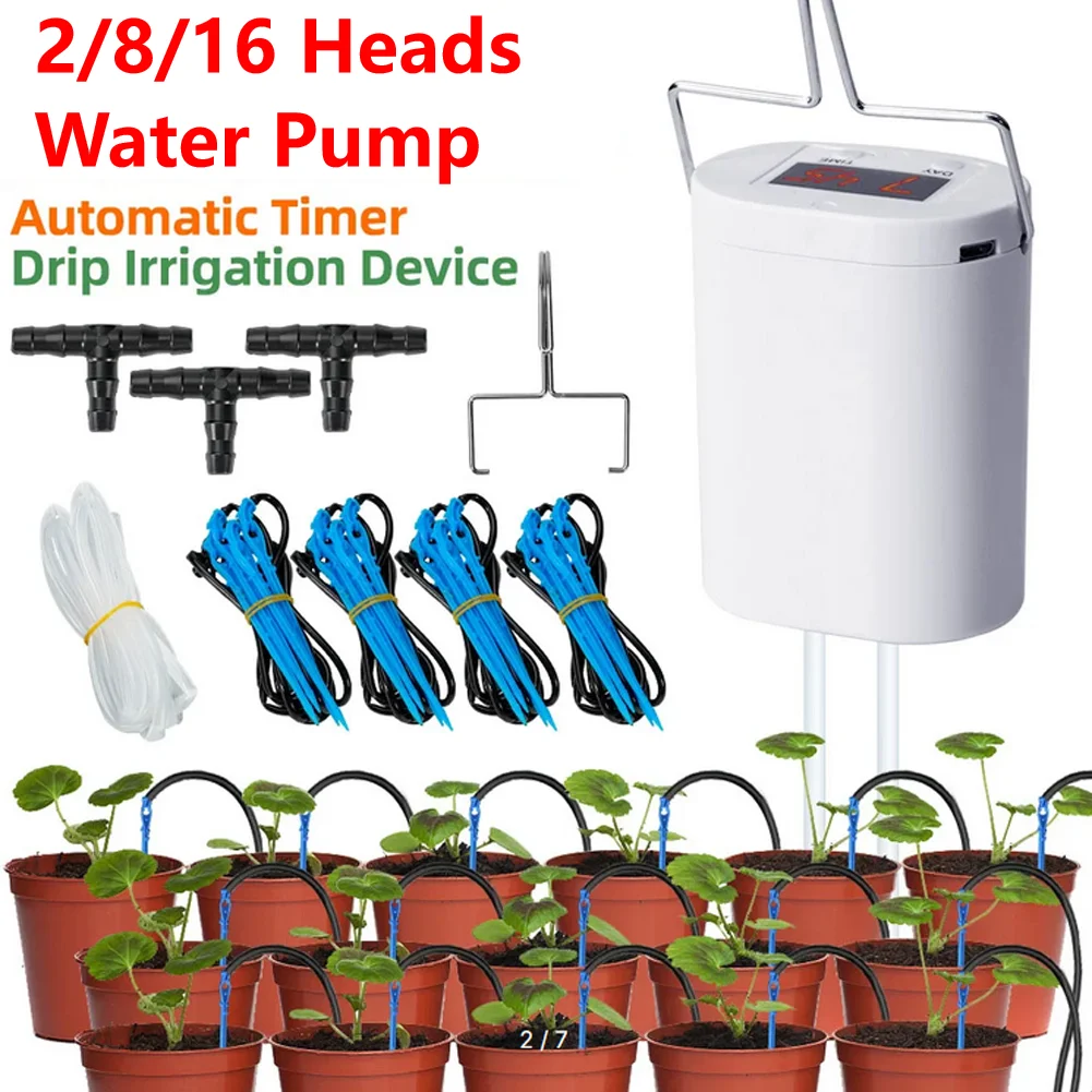 

2/8/16 Heads Pump Timer System Kits Automatic Timer Waterers Drip Irrigation Home Sprinkler Drip Irrigation Device Garden Tools