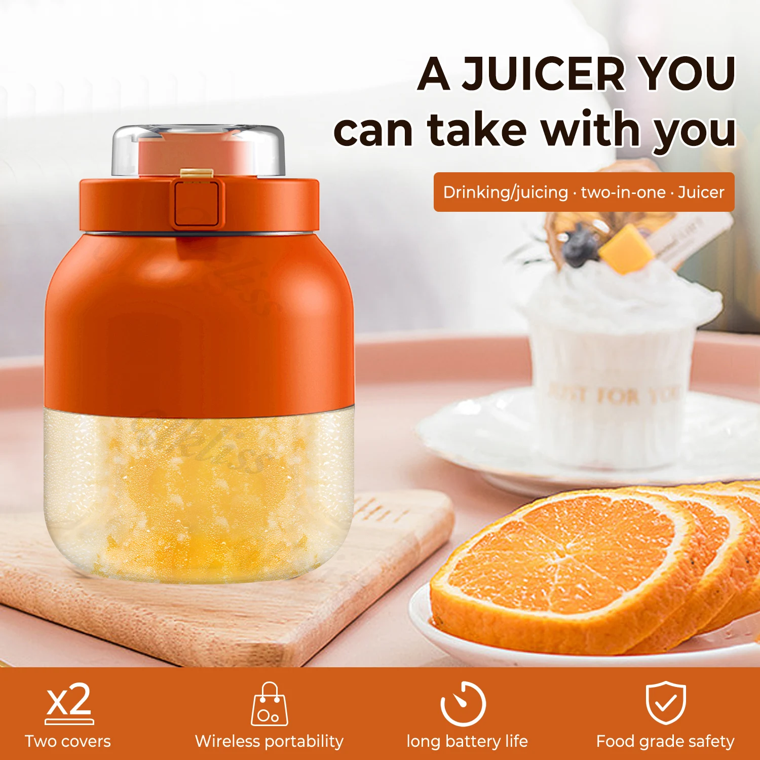 

500ml Portable Blender Electric Orange Juicer Juice Extractor Mini USB Smoothie Mixer Rechargeable Fresh Juice Blender Bottle