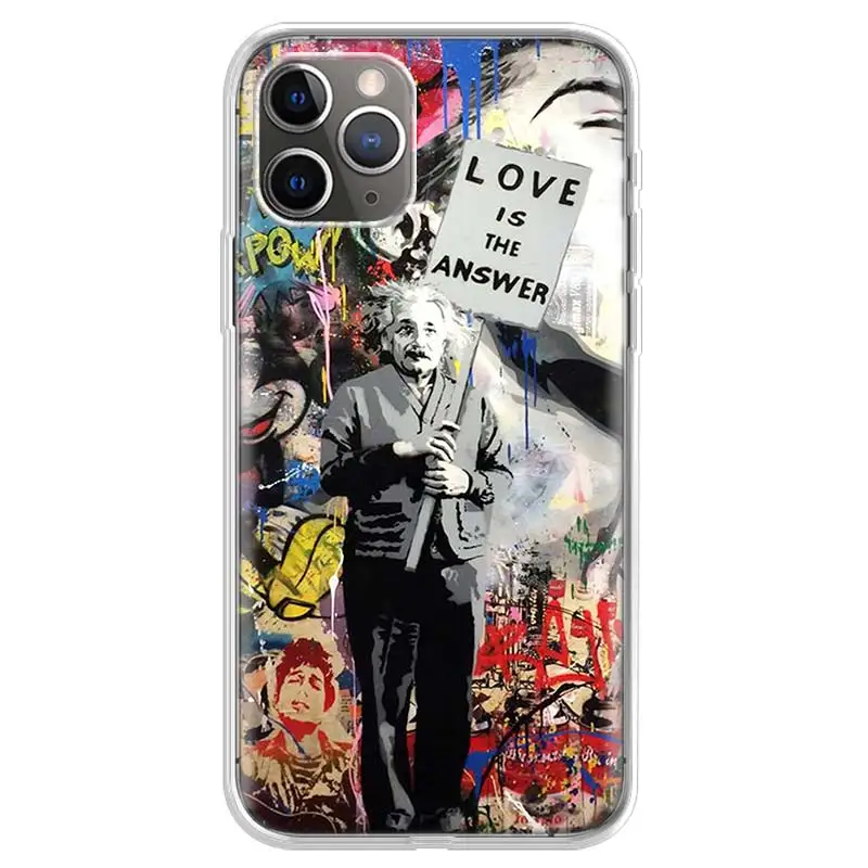 Banksy Graffiti Art Abstract Phone Case For iPhone 17 Air 11 13 Mini 14 15 Plus 16 12 Pro Max 16E SE 7 8 Pattern Soft TPU Back C