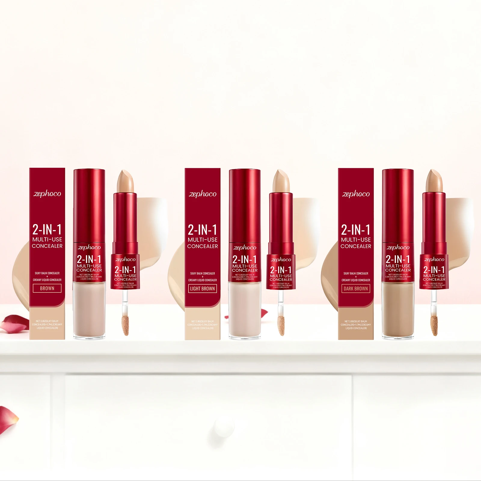 คอนซีลเลอร์รองพื้น 2 in 1 ปกปิดรอยสิว ลดความหมองคล้ำรอบดวงตา กันน้ำและกันเหงื่อ