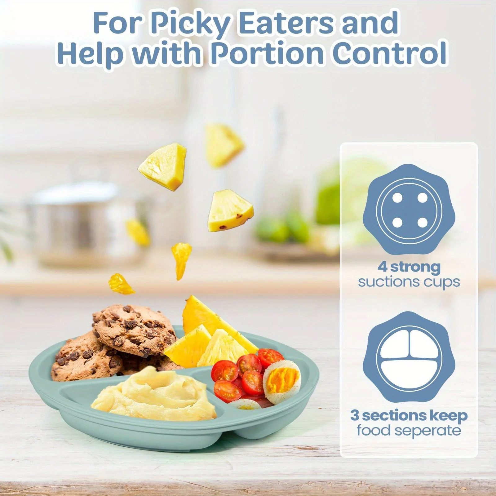 مجموعة أدوات مائدة جديدة لتغذية الأطفال مكونة من 3 قطع، بما في ذلك طبق سيليكون + شوكة وملعقة من الفولاذ المقاوم للصدأ، هدية عيد الميلاد