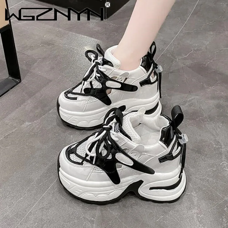 

10.5CM Spring Women Casual Sneaker Autumn Lace up High Platform Shoes Thick Sole Sport Dad Shoes Woman Sneakers Chaussure Femme