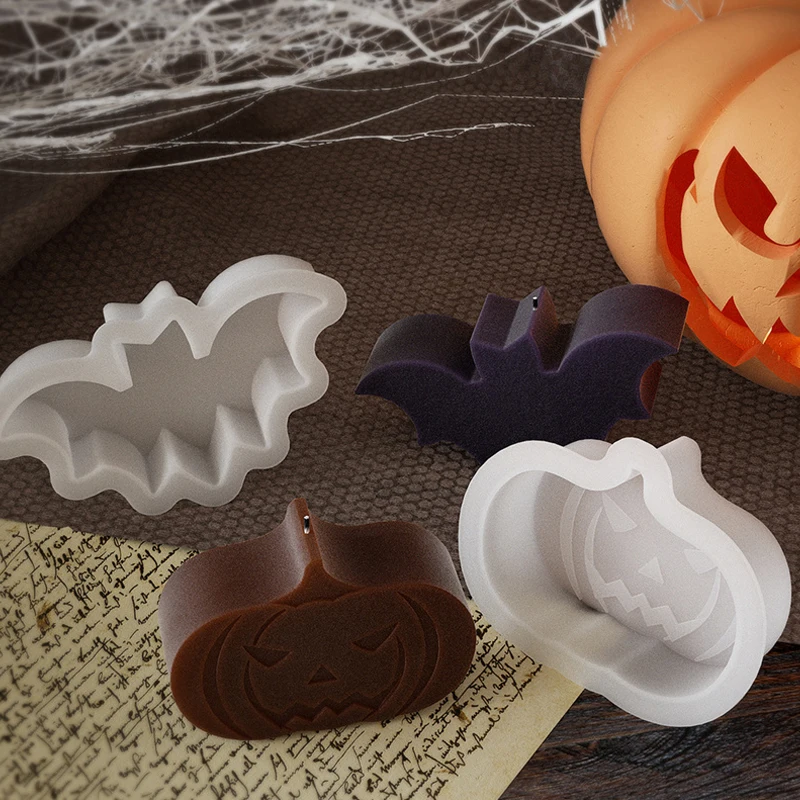 ハロウィーンのカボチャシリコンモールド、ゴースト、バット、石鹸、キャンドル、DIYクラフト、家の装飾のための墓石の形