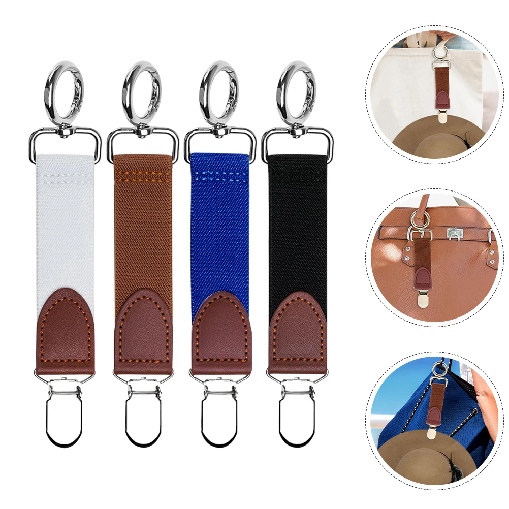 

4pcs Pu Hat Clips For Travel Handbags Backpacks Luggage Windproof Hat Holder Caps Clip Retainer Lightweight Cap Organizer
