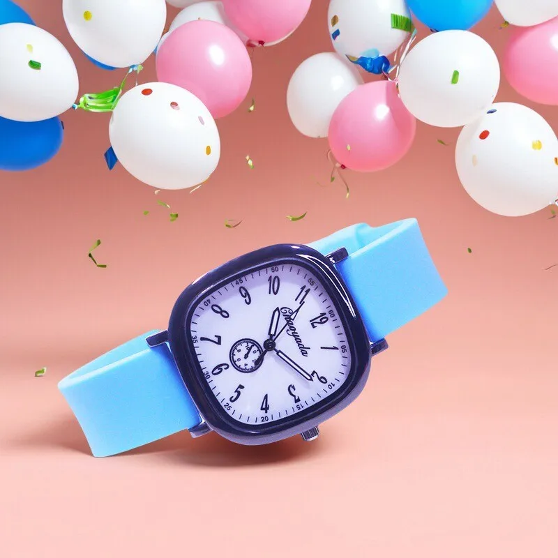 new fashion children boys girls simple hands number watches students study time clock kids birthday Christmas toys gifts watches