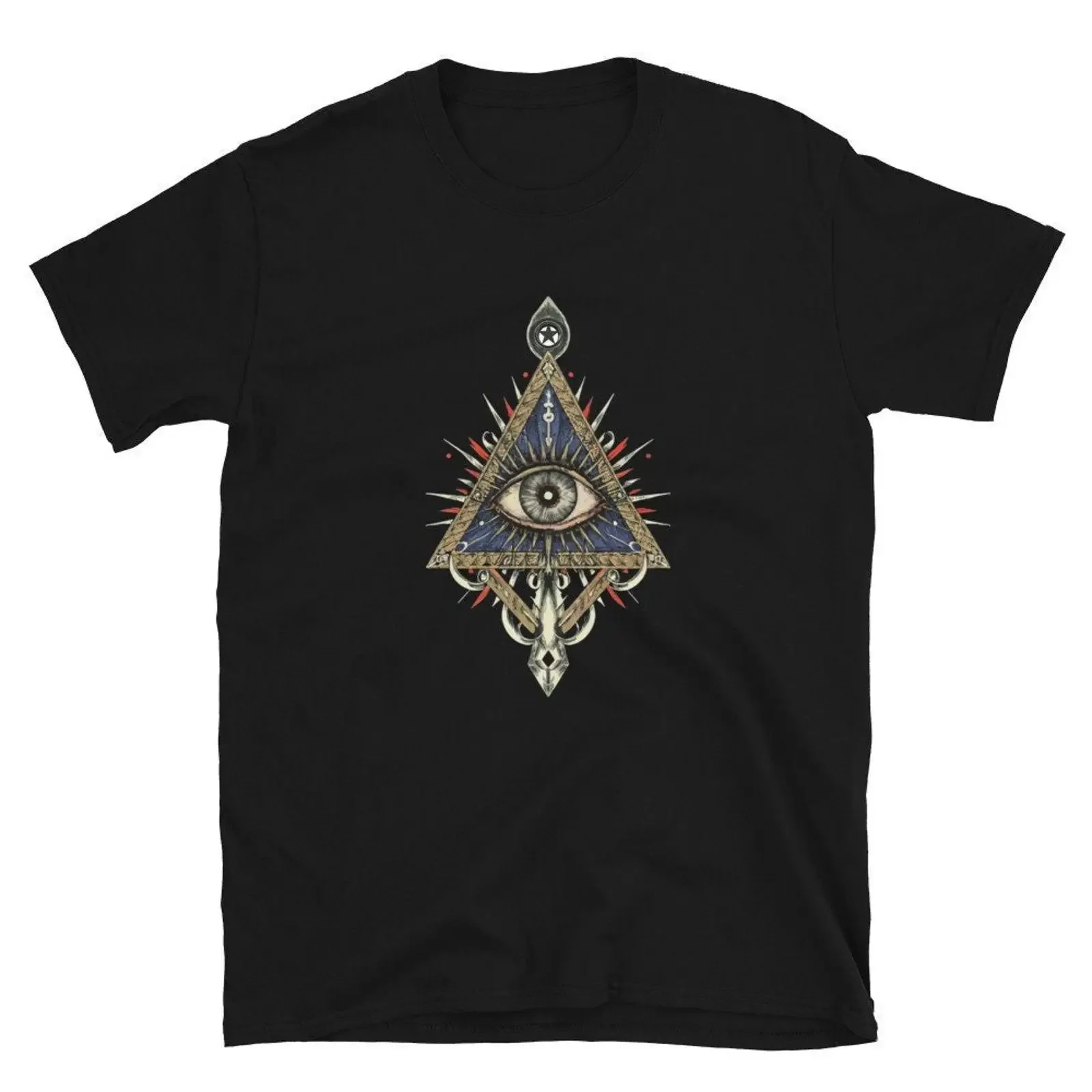 All Seeing Eye T Shirt Mystic Illuminati Design vintage Washed fashion graphic Stylish Soft homme Unisex Stretched streetwear