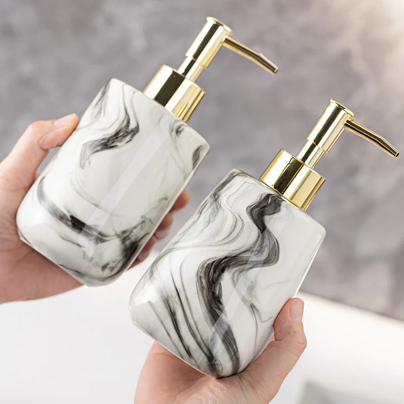 Simple and creative marble pattern ceramic hand sanitizer body wash shampoo lotion sub-bottling home hotel press