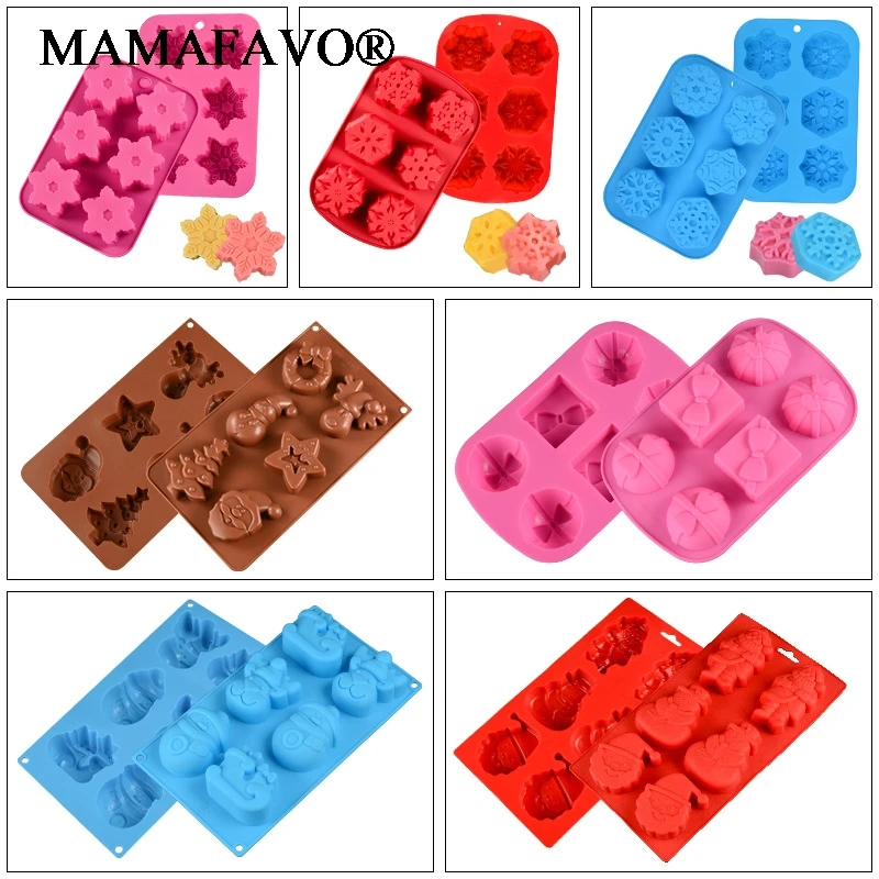 1Pc Silicone Mould Christmas Tree Santa Claus Snowflakes Baking Cake Tool Molds Xmas Party Decoration F084