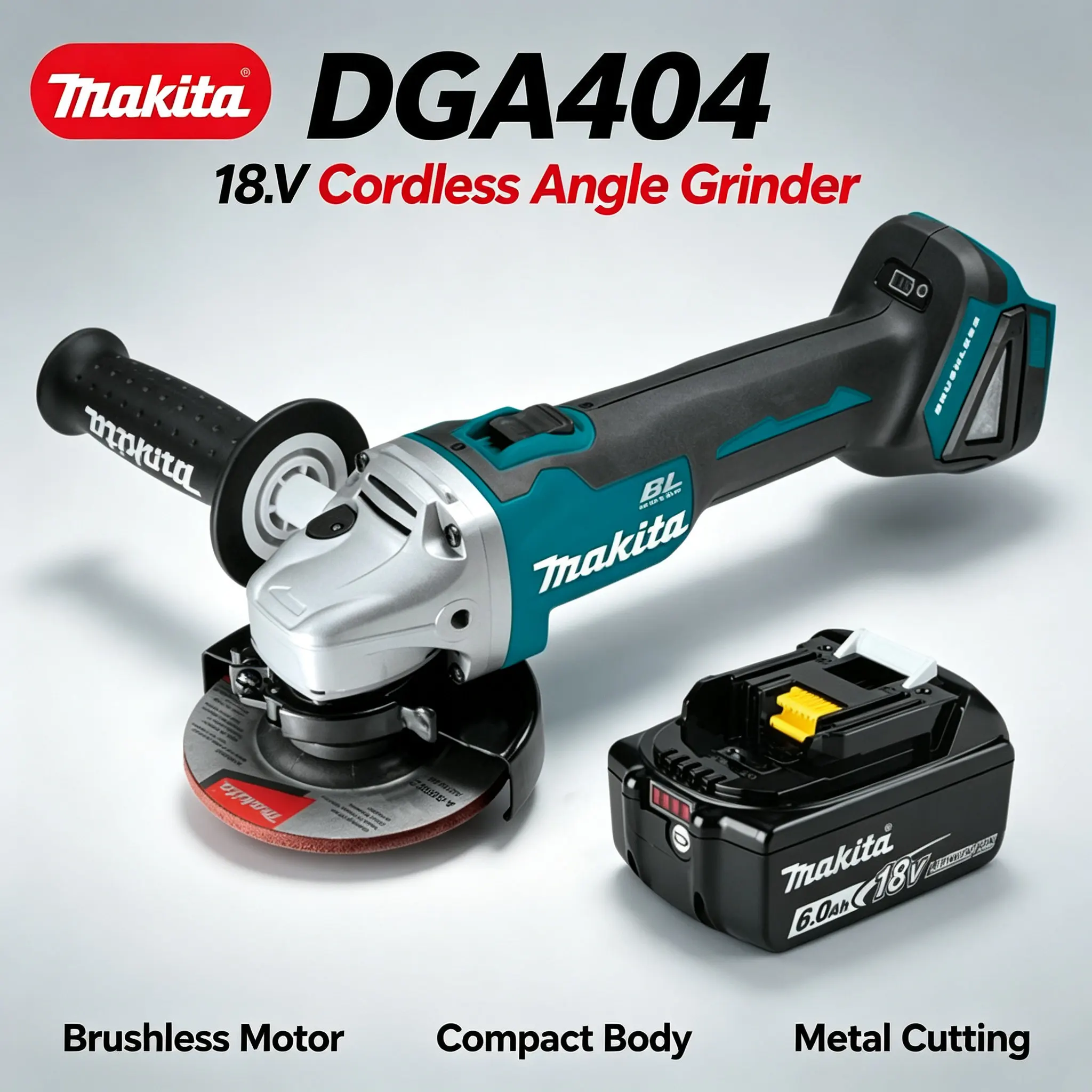 Makita 18V DGA404 125mm Lithium-Ionen Bürstenloser Winkelschleifer, leicht zu transportierendes kabelloses Elektrowerkzeug für Schleifen, Schneiden, Schweißnahtbearbeitung und Oberflächenglättung auf