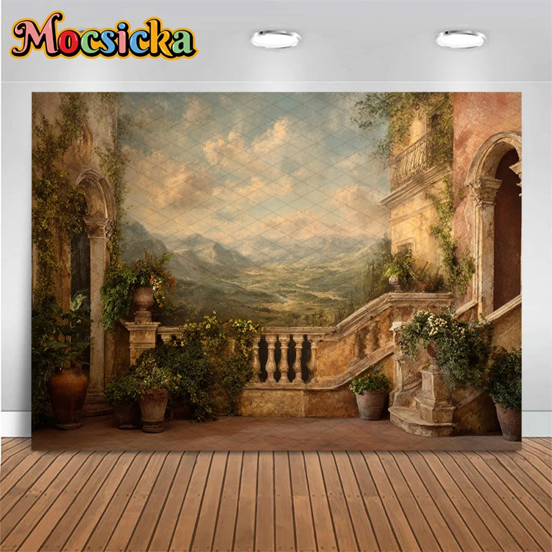 Mocsicka Vintage Oil Painting Landscape Photography Backdrop Renaissance Countryside Background Newborn Art Portrait Photoshoot