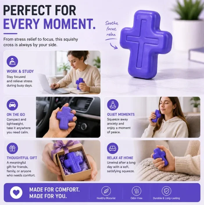 Handheld Cross Shaped Stress Relief BlockConvenient Hand Fun Anxiety Relief Hand Gripper Pocket Stress Relief Squeeze Ball