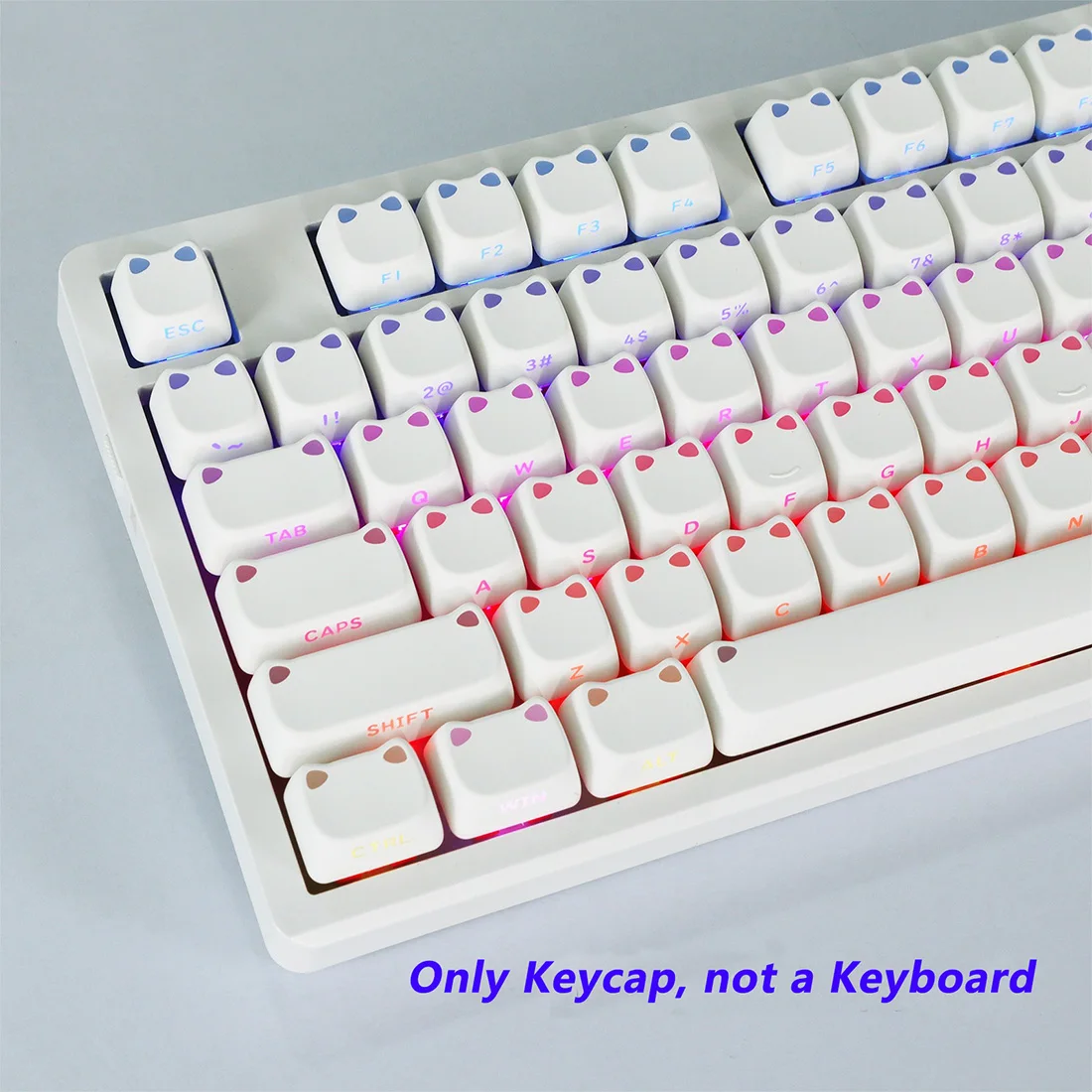 113 Keys Cute Cat Ear Theme Keycaps Side-lighted PBT Material MAO Profile For 61/87/96/98/104 MX Mechanical Keyboard