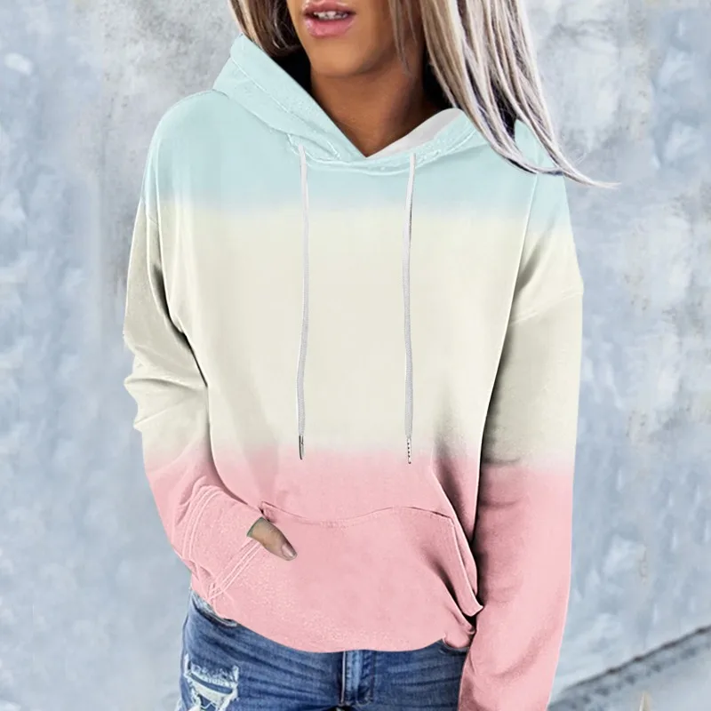 Spring and Autumn women 3D printed love hoodie trendy loose sweatshirt long sleeve spell back-to-back hat street clothing