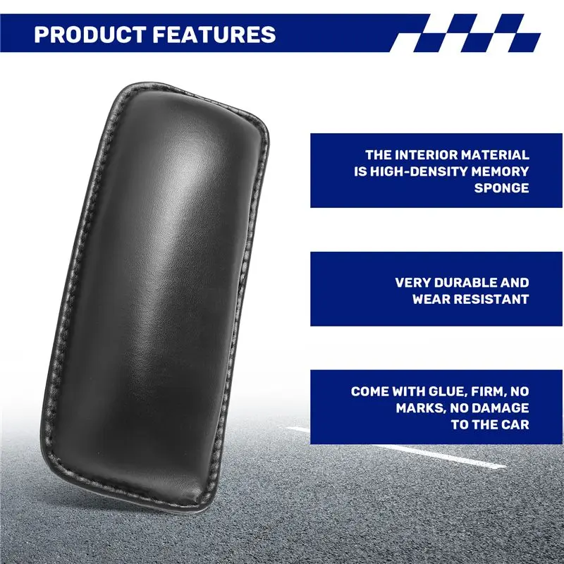 A22E-Universal Car Armrest Cushion Automotive Soft Leather Center Console Knee Pad Door Armrest Elbow Pad Comfort Pillow