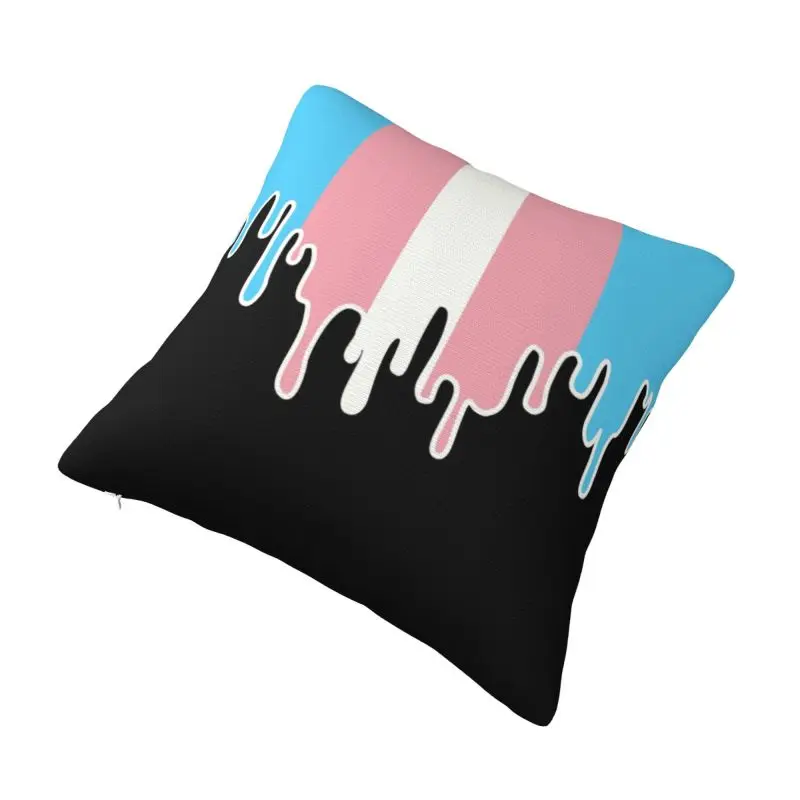 Custom Trans Pride Flag Drip Cushion Cover 40x40cm Transgender LGBT Velvet Modern Pillow Cases