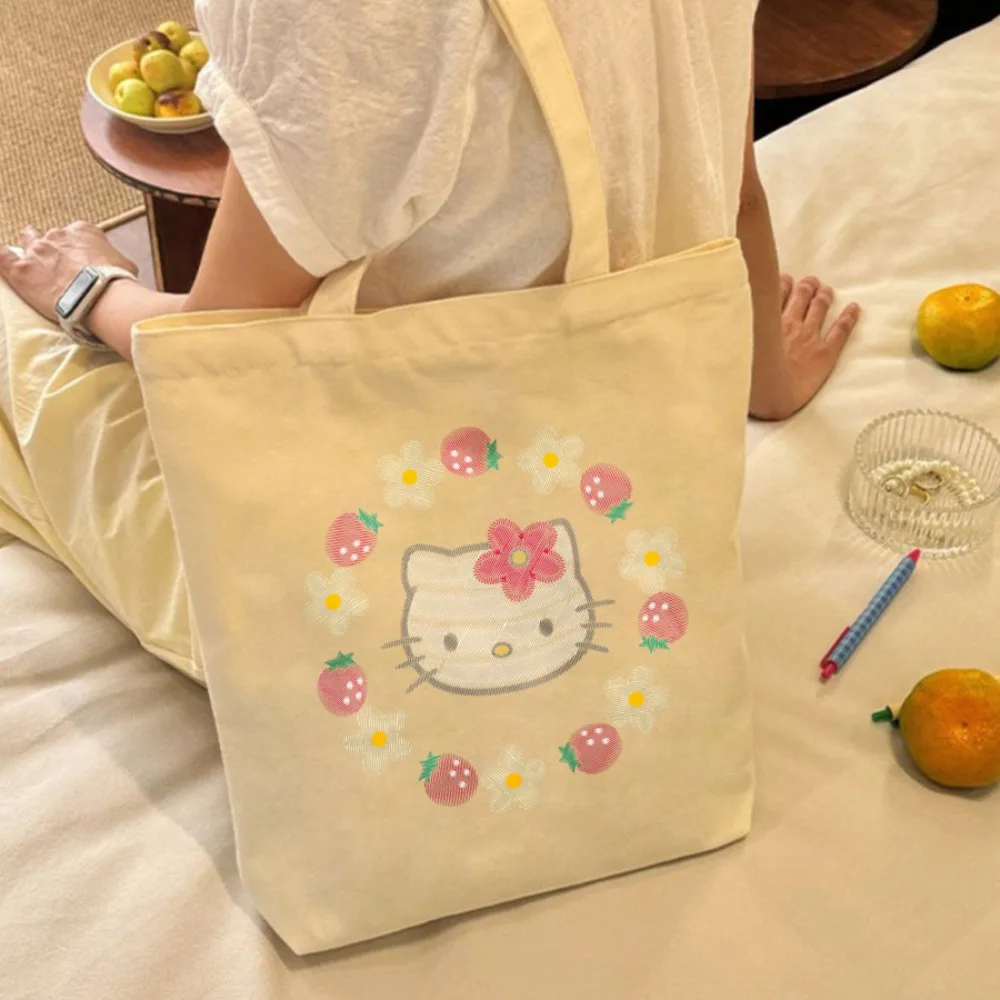 

Adorable Cartoon Print Canvas Tote Bag - Durable & Eco-Friendly Reusable Shopping Bag for Women Ideal for Grocery School