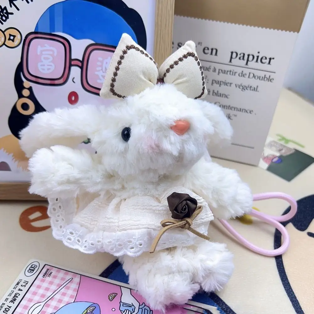 

Cute Drooping Ear Plush Rabbit Keychain Cartoon Kawaii Rabbit Dolls Pendant Bag Hanging Stuffed Bunny Keyring with Lanyard Gift