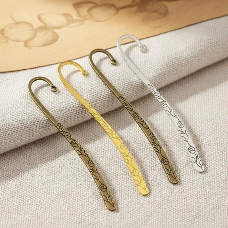 2Pcs Retro Bookmark Hairpin, Alloy Metal Antique Charm Pendant, DIY Handmade Jewelry Making Accessories