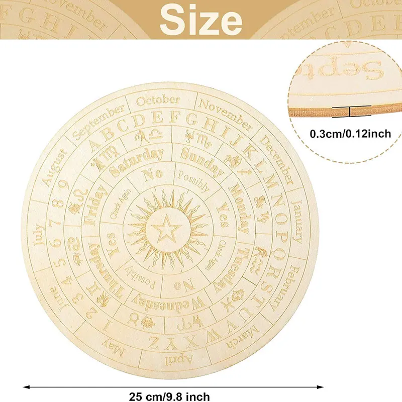 25cm Wooden Star Pendulum Board for Dowsing Divination Metaphysical Message Crystal Board Witchcraft  Altar Kit Witchcraft X196