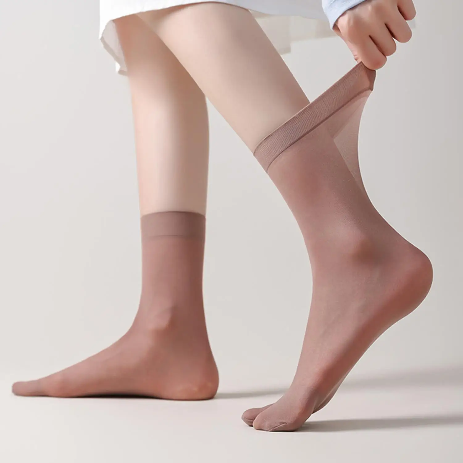 2 Pairs Two Toe Socks Clear Non-slip Invisible Socks Women Girls Summer Elastic Socks Transparent Thin Cozy Socks
