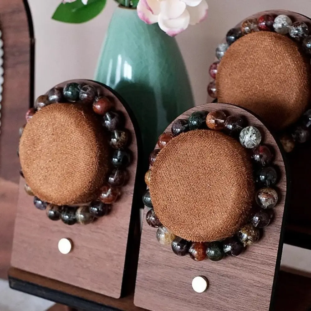 بسيطة الجوز الخشب سوار صينية قلادة المنظم سوار عرض الرف حقيبة للتخزين الحلي مجوهرات عرض موقف هدية #1