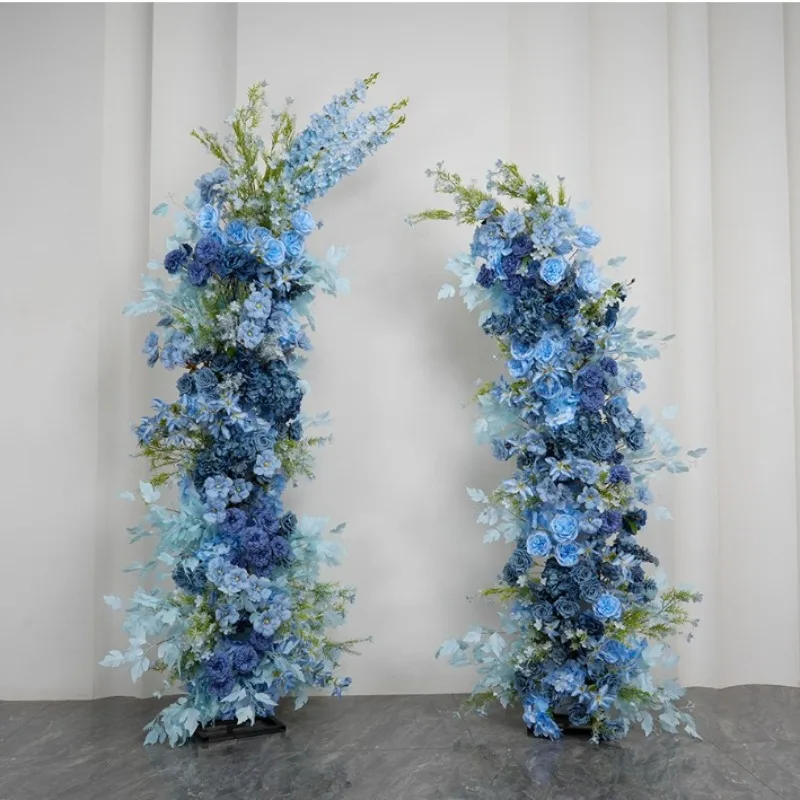 art wedding background decoration fake flower, church window, exhibition hall arch arrangement blue horn flower
