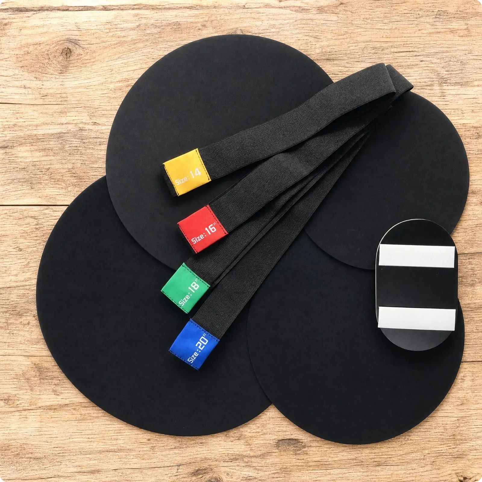 9 Pieces Five-Drum Four-Cymbal Mute Pad Kit Noise-Dampening Drum Silencing Pad Set with Straps Low-Profile for Apartments,