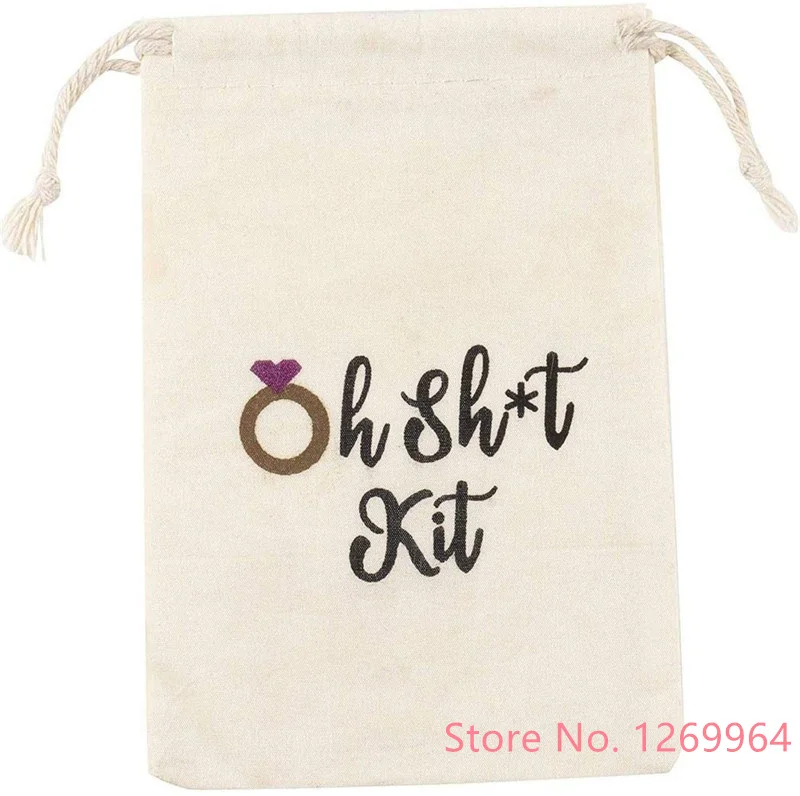 50/20/10pcs Oh Shit Kit Cotton Linen Jewelry Pouch Drawstring Bag Wedding Favor Bags Gifts for Wedding Party Supplies