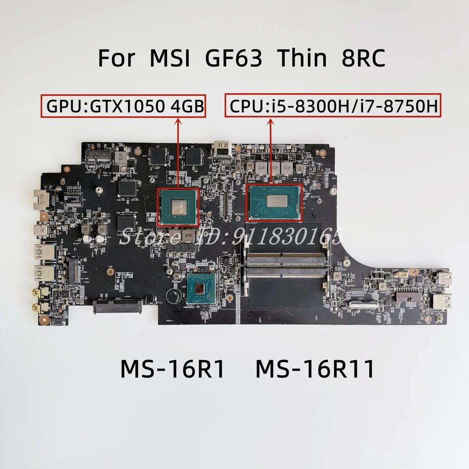 For MSI GF63 Thin 8RC 8RD MS-16R1 Laptop Motherboard MS-16R11 With