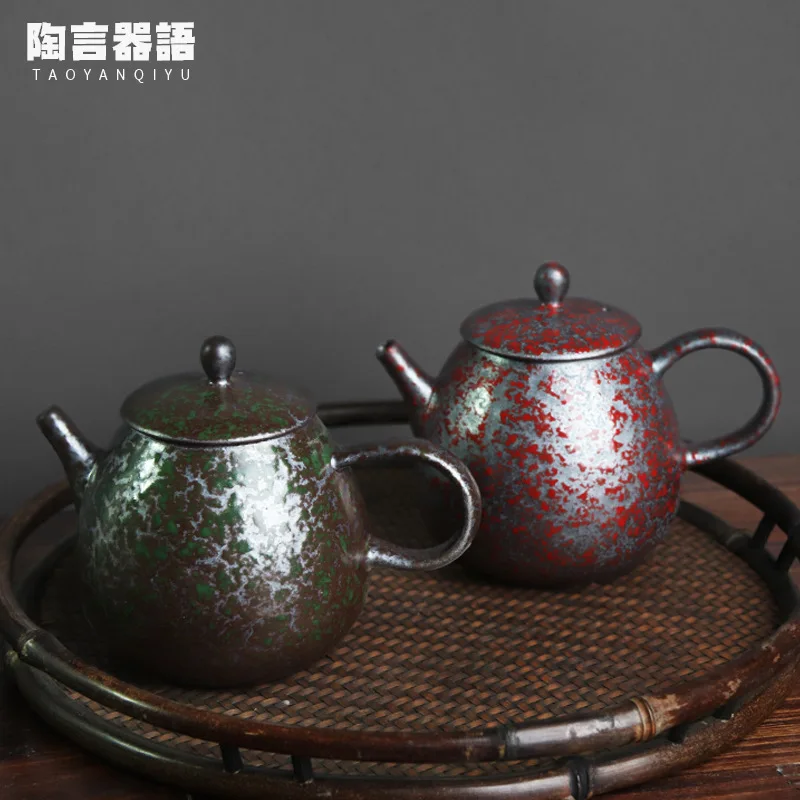 Kiln Baked Silver Spot Glaze Perfect Teapot Vintage Pottery Handmade Pottery Kung Fu Tea Ceremony Handheld Tea Maker