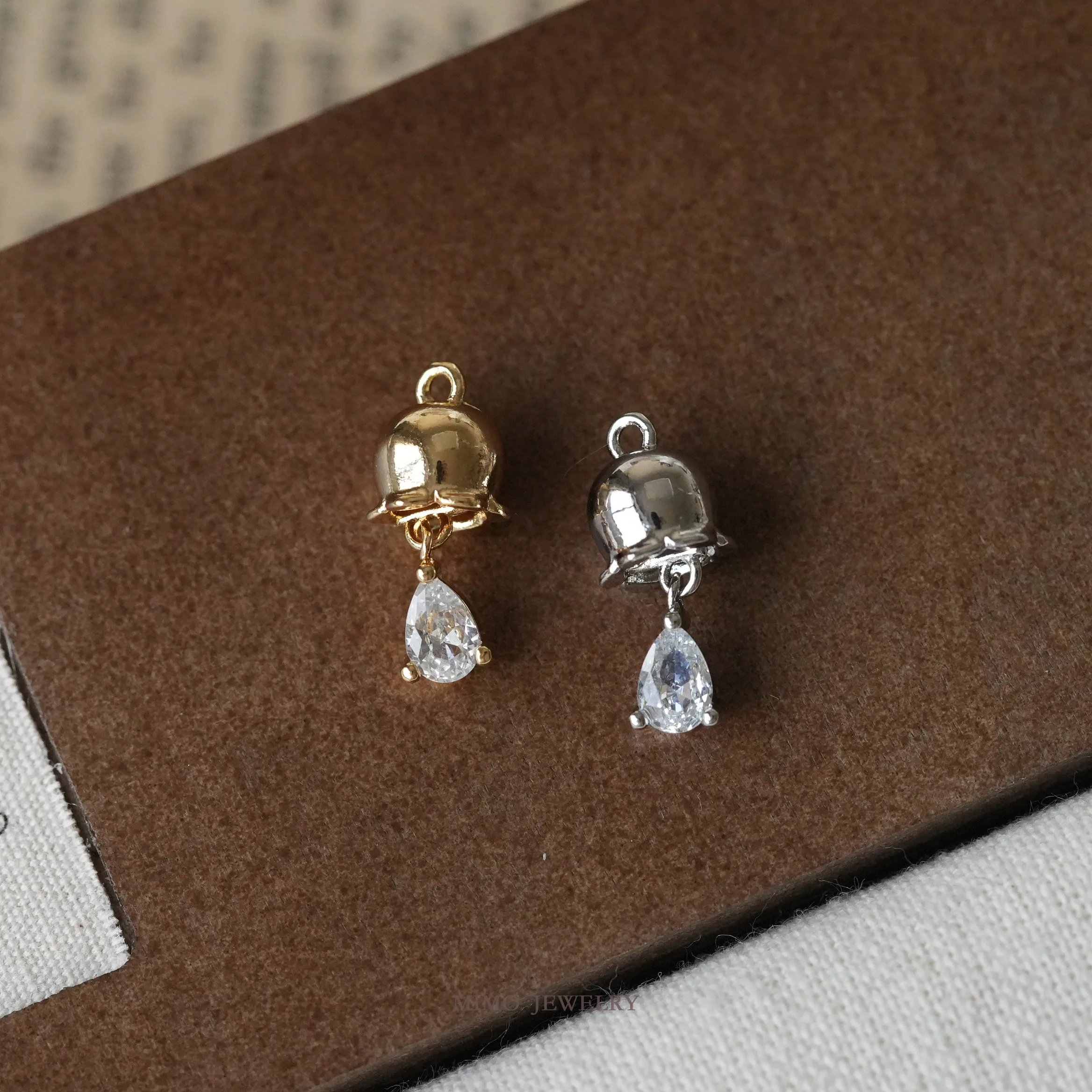 Water Droplet Tassel Lily Charms Pendant Supplies DIY Hand Brass Gold Plated Accessories 19x7.9mm