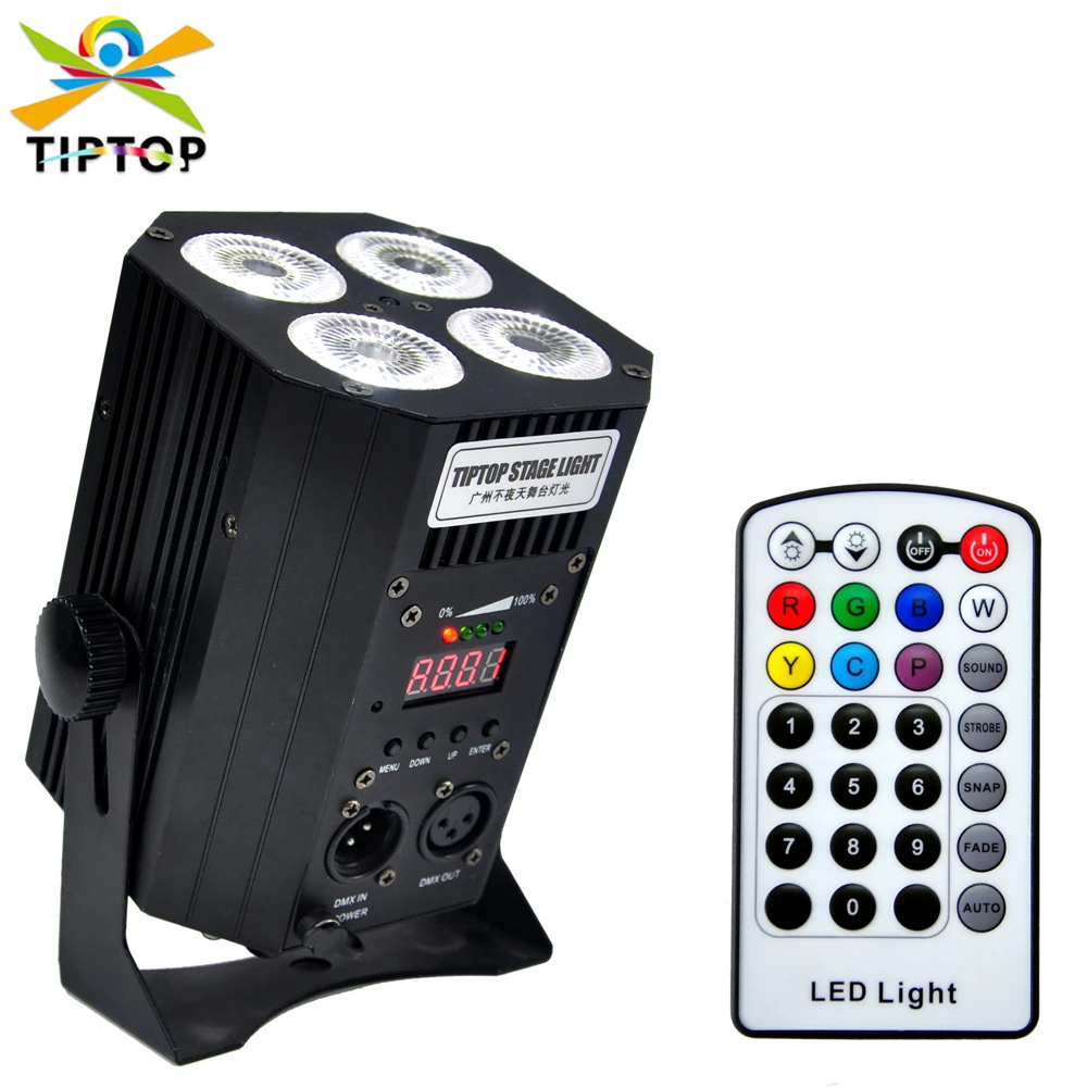 

TIPTOP Wireless Battery Indoor 4x18w RGBWA+UV 6in1 LED Par Can Light Silence Outdoor Stage Par Light DMX LED Par Light TP-B0418S