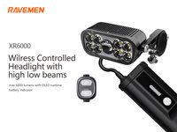 RAVEMEN XR6000 Bike Headlight Bicycle Front Light 6000 lumens Rechargeable 8000mAh Super Bright ​Wireless Remote High/low beam