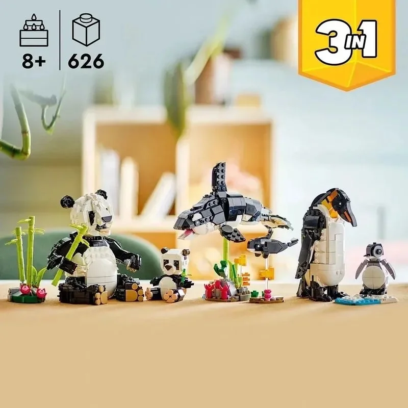 

Creative Variety can form a 3-in-1 building block Wild animals: Panda Family Kids Boy Puzzle Building Blocks Toy Gift Model Coll
