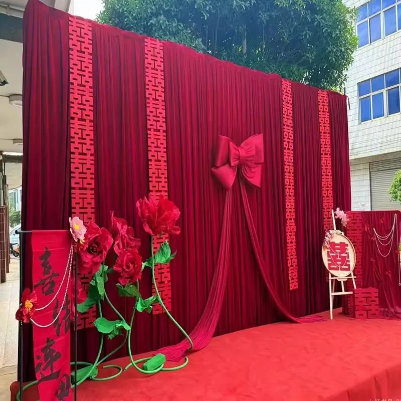 

Velvet Backdrop Curtain with Tassel for Party Wrinkle Free Thick Velure Drapes ,Velvet Curtains for Church Performance Stage