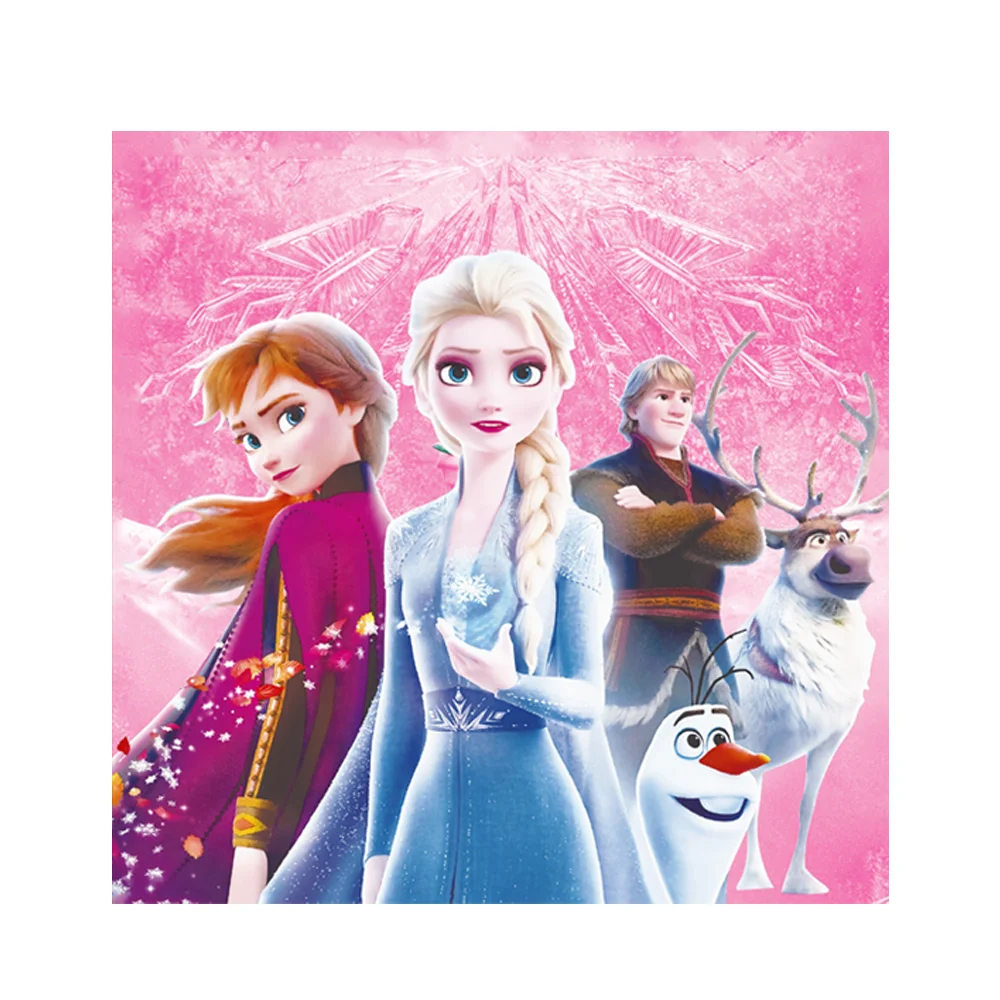 20pcs/Pack Disney Frozen Theme Disposable Tableware Anna and Elsa Napkins Pink Frozen Girls Happy Birthday Party Decoration