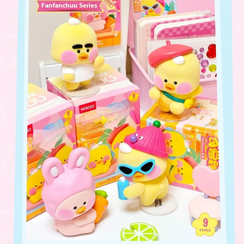 En Stock, nuevo Miniso genuino Fanfanchuu, caja ciega de la serie Cute To Foul, pato de dibujos animados, caja sorpresa misteriosa, juguete, decoración de mesa, regalo