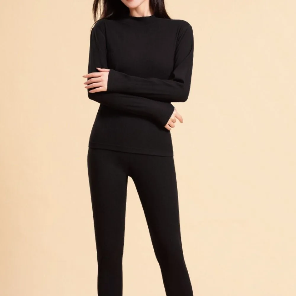 بلايز السراويل النساء ملابس اخلية حرارية نصف طوق رشاقته الملابس الحرارية مجموعة المتضخم الملابس الداخلية الدفء ملابس داخلية طويلة فتاة #4