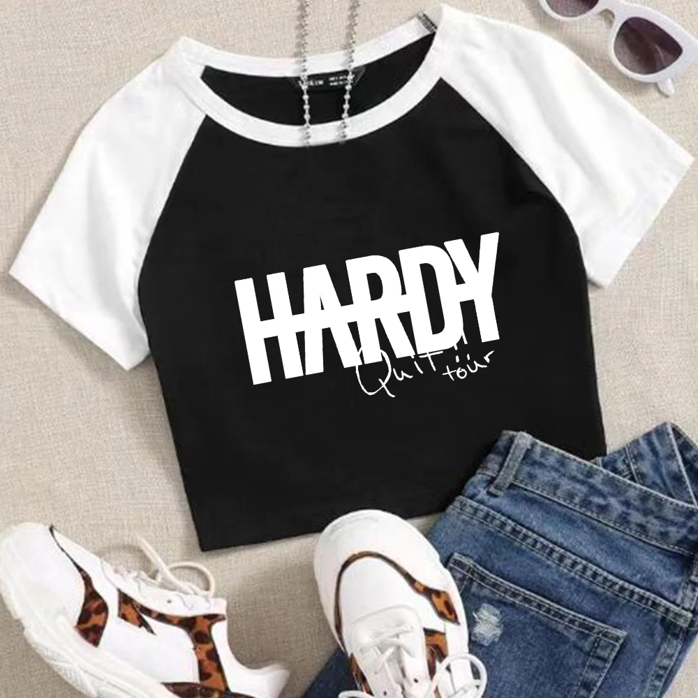 Hardy Quit Tour 2024 Crop Tops T-Shirt Girls Fans Gift O-Neck Casual Short Sleeves Printing Fashion Super-short Regular