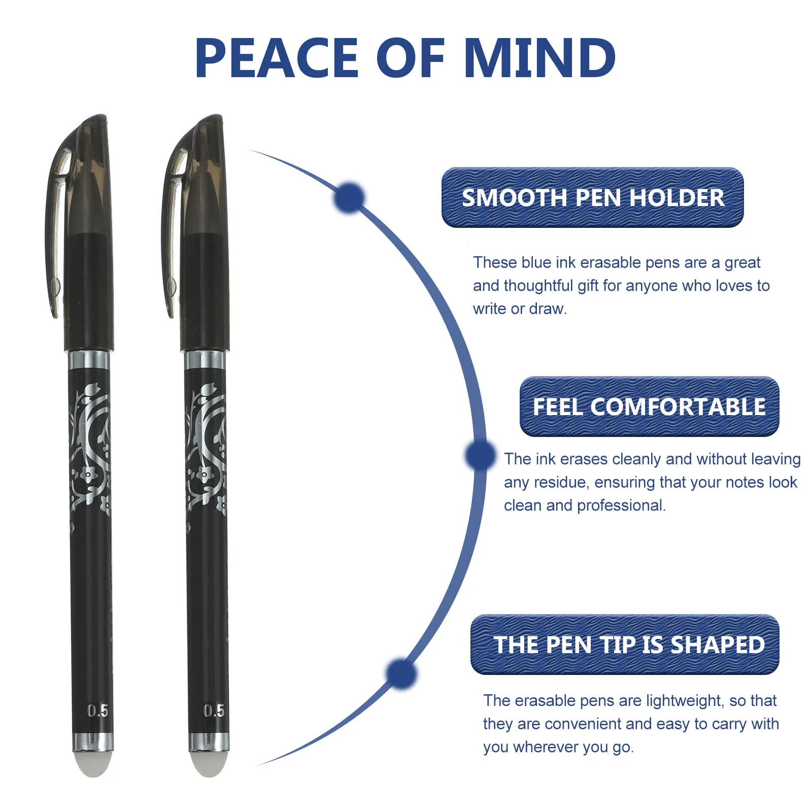 12Pcs Aesthetic Erasable Pens 0.5mm Blue Ink Rewritable Pens for Kids Students Writing Doodling Scrapbooking Fun