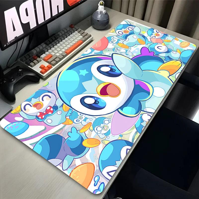 Alfombrilla de ratón grande XXL, alfombrilla de ratón para juegos de Anime, alfombrilla de escritorio Kawaii, alfombrilla para teclado de jugador, accesorios de oficina, alfombrilla de escritorio P-pokemon Piplup