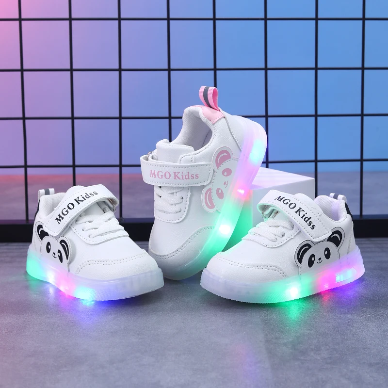 Mgo Kidss Children's Cute Panda Cartoon Sneakers Lightweight Shoes Fashionable Black and White Casual Shoes, Suitable for Boys a